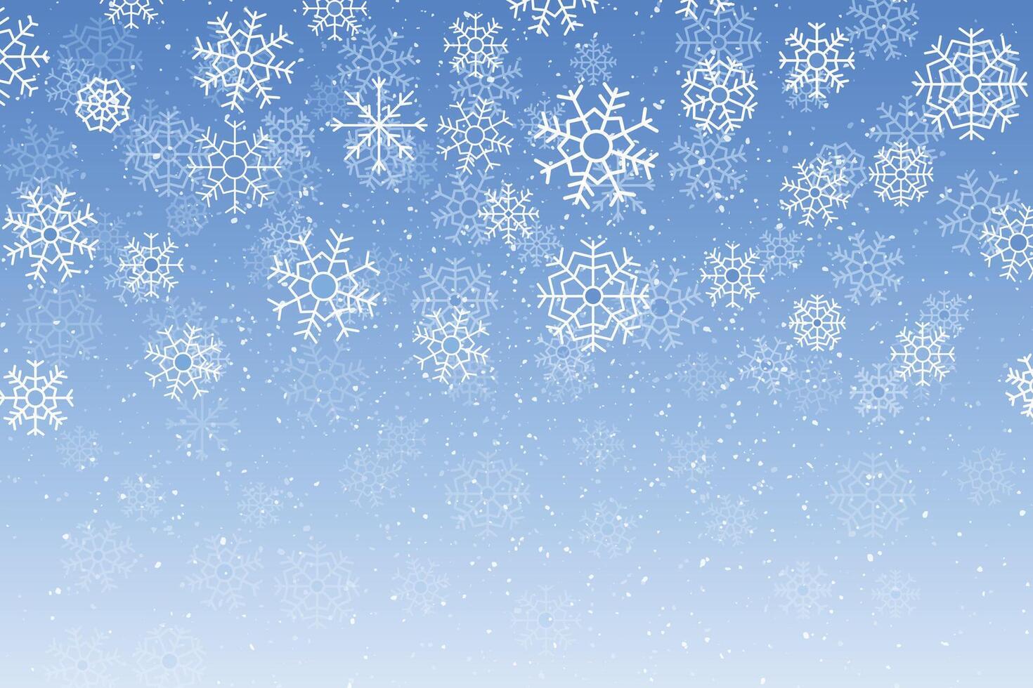 Simple snowflakes background. Snowfall weather white blue . Snow hurricane landscape. vector