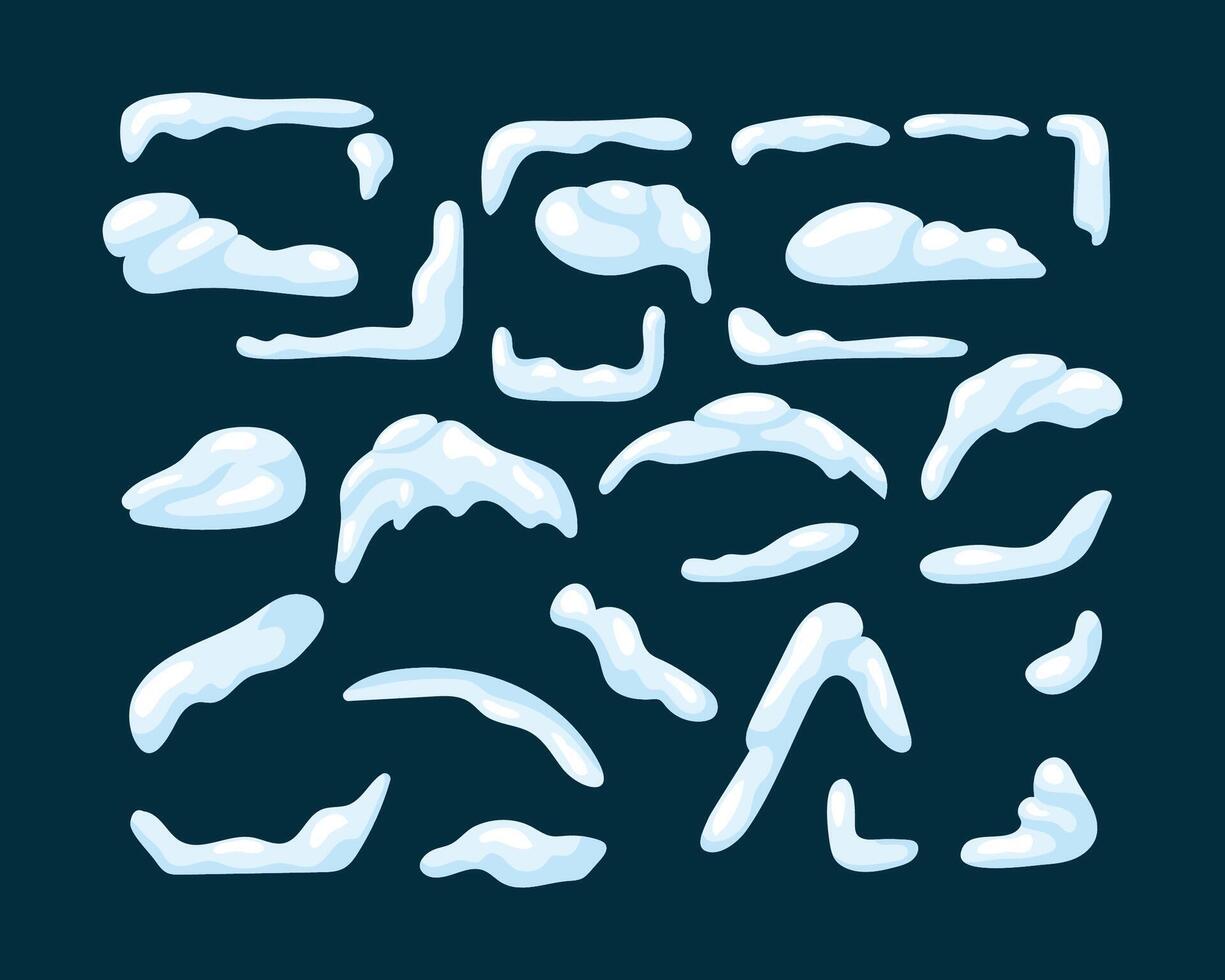 snow set concept in the flat cartoon style. Piles of snow that can usually be seen on house. vector