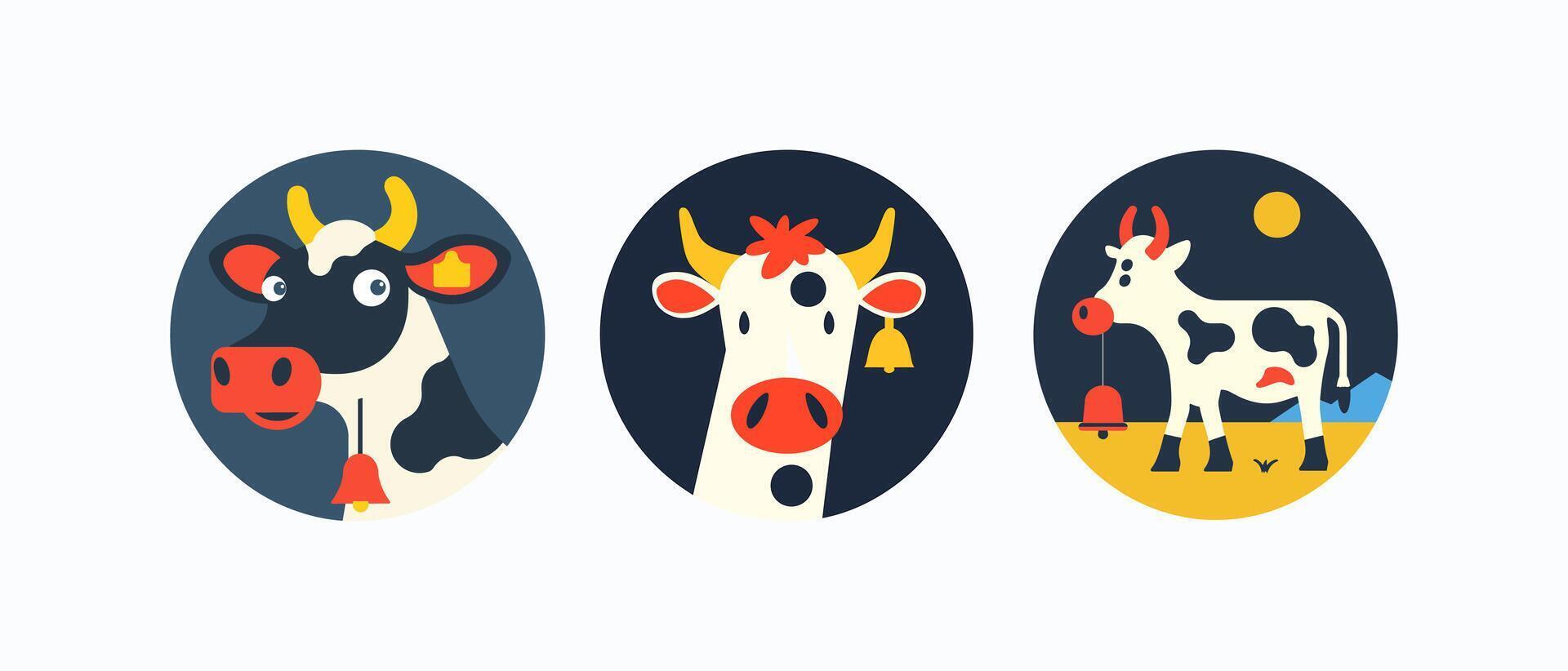 Round logo of a cow vector