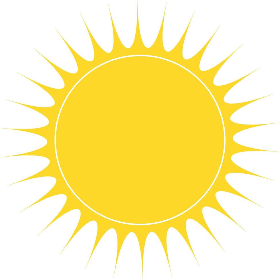 Round golden sun, drawing isolated on white vector