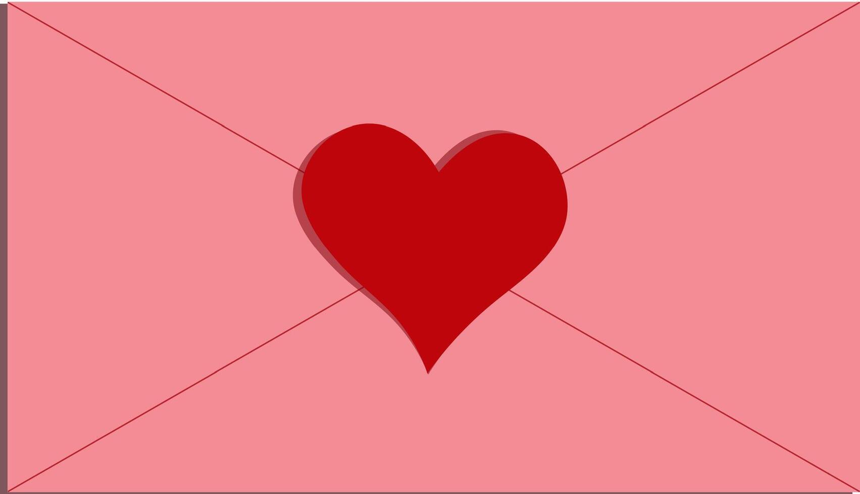 Pink envelope with heart. Valentine's Day letter. vector
