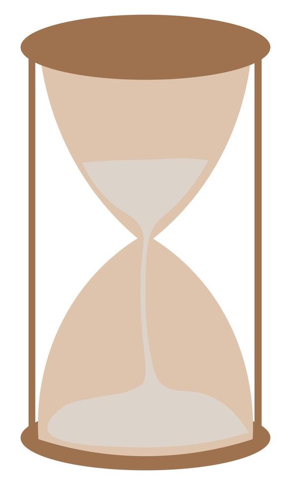 Hourglass time measuring instrument, flat drawing vector