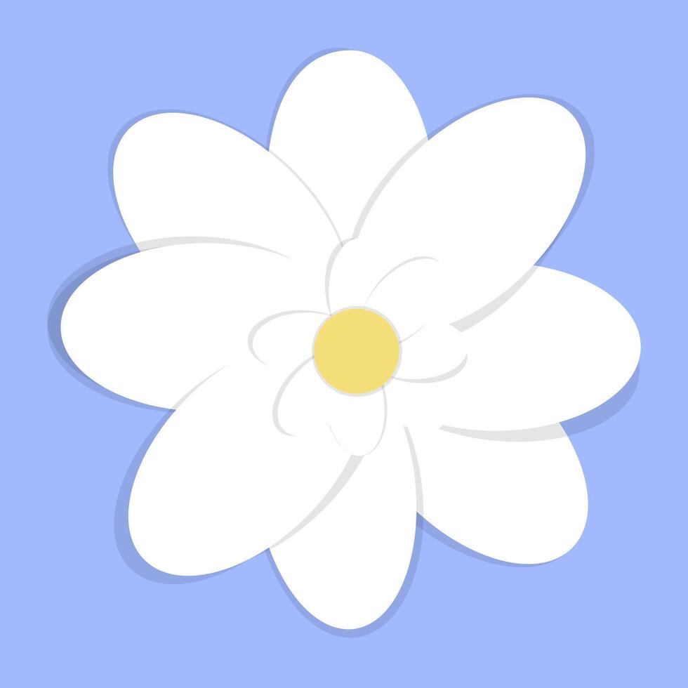 White flower on blue background vector