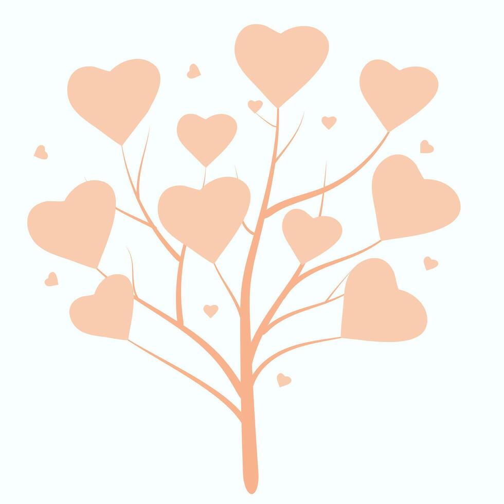 Romantic tree with pink hearts, concept of care and femininity vector