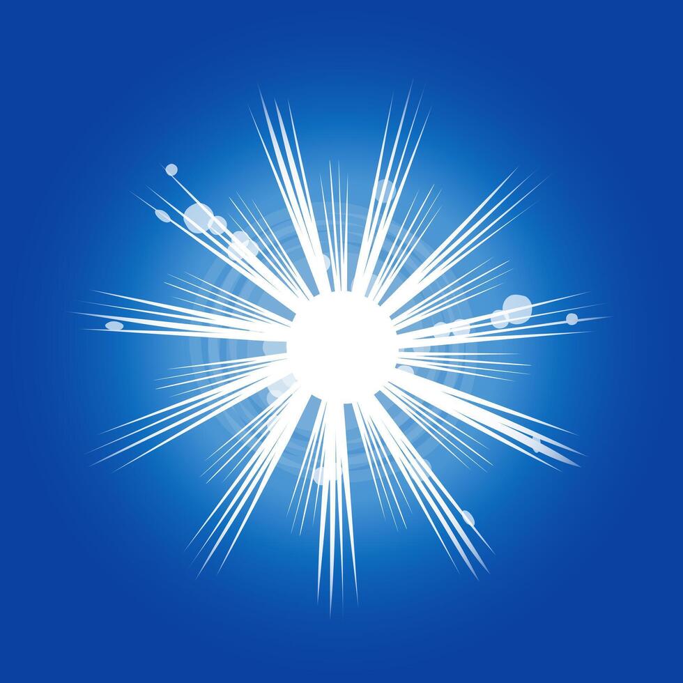 Bright sun with rays in a clear sky at noon vector