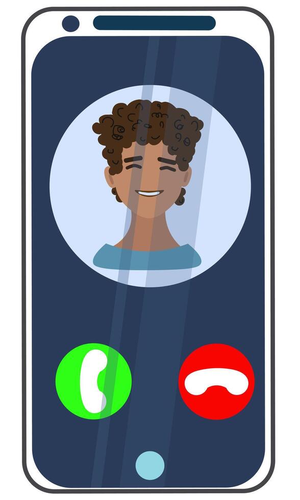 Mobile phone, phone screen with call of a boy, flat design, isolated on white vector