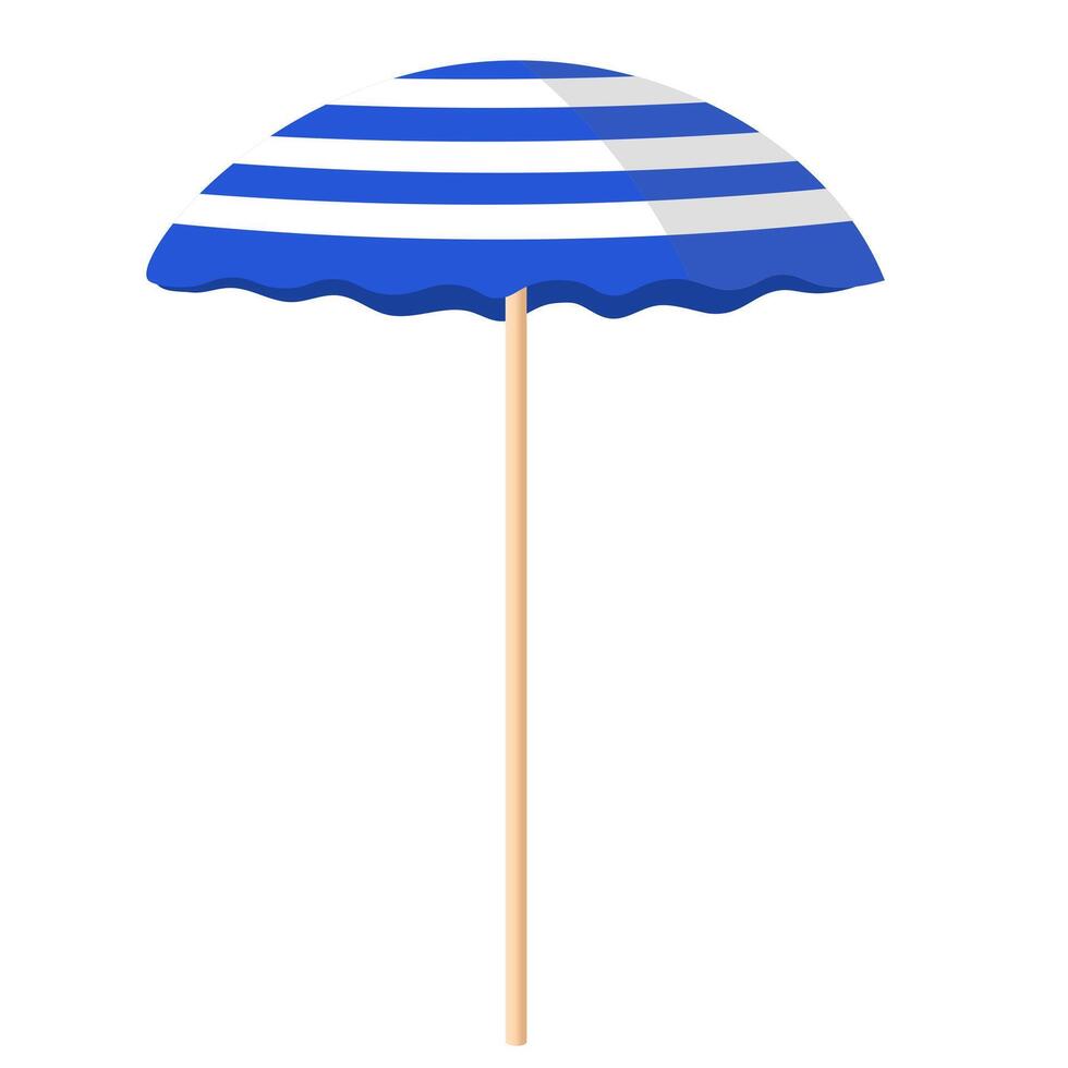Blue beach umbrella isolated on white vector