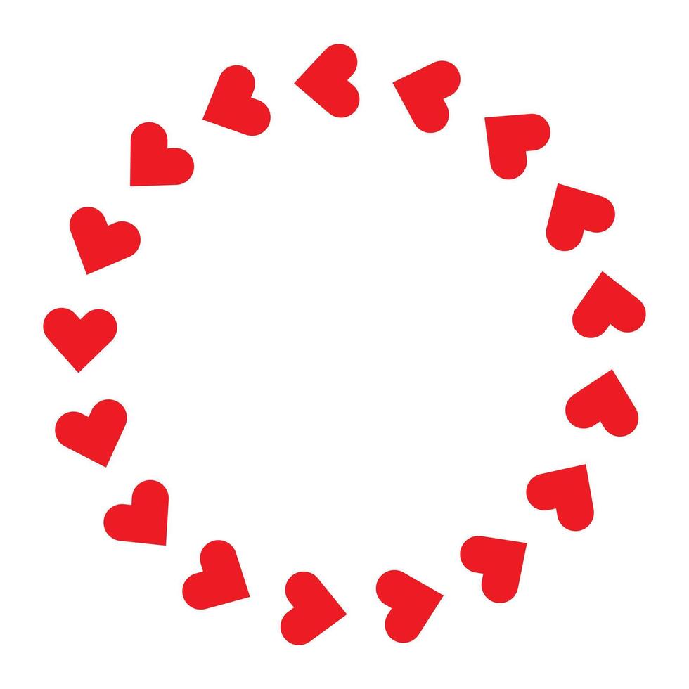 Red hearts on circle frame with white copy space vector