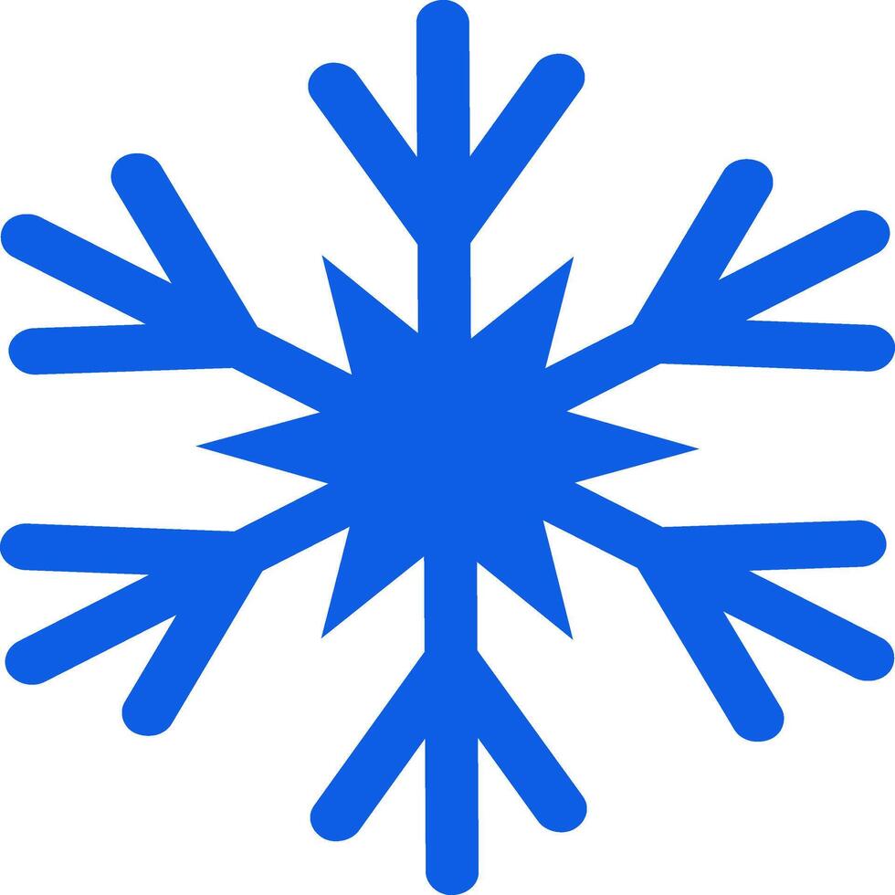 Simple blue snowflake on transparent background, flat design. vector