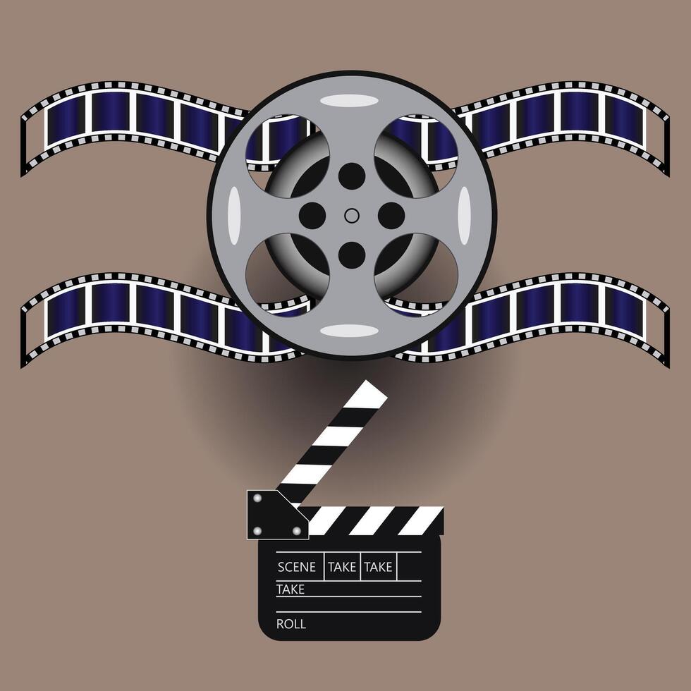A film reel and a clapperboard vector