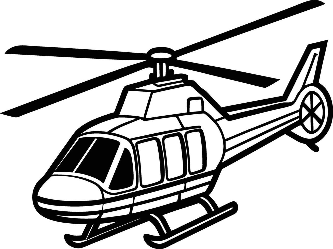 One line art. continues line art. hand drawn sketch of a helicopter vector