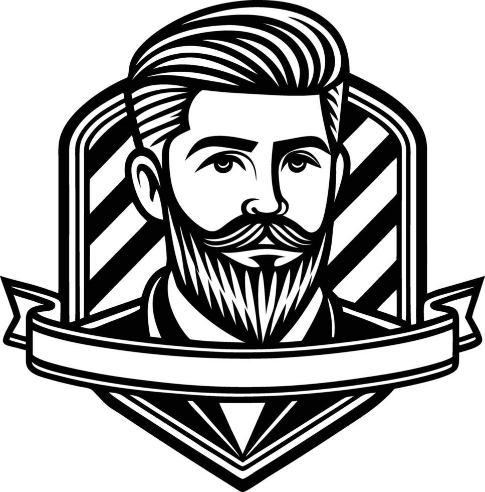 silhouette illustration of Barbershop logo design vector