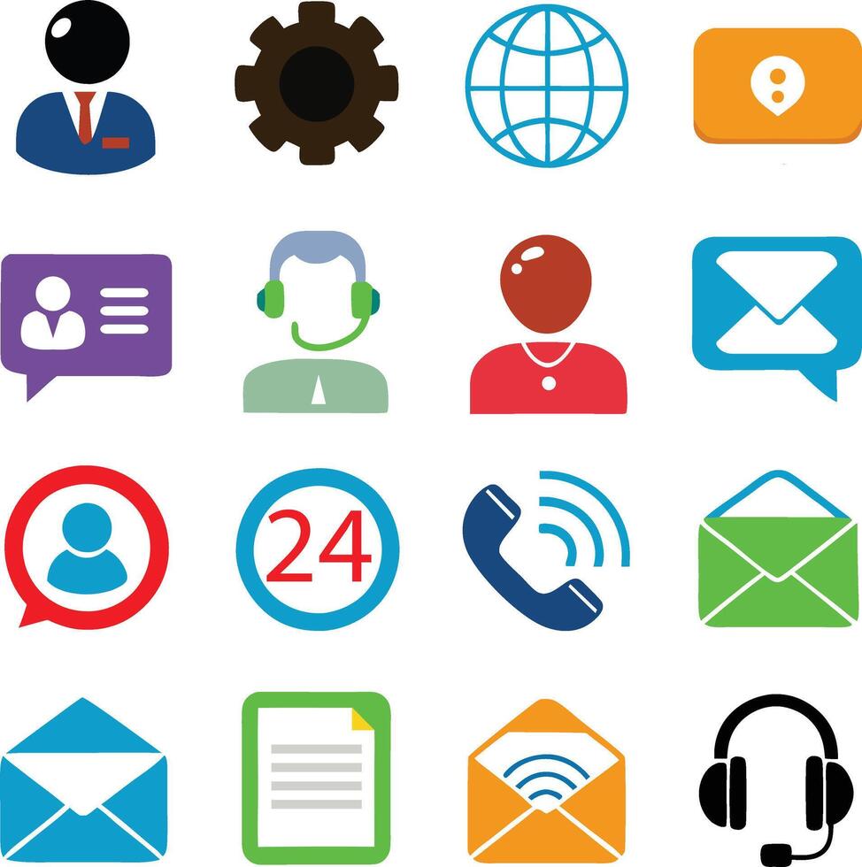 16 Contact icons vector