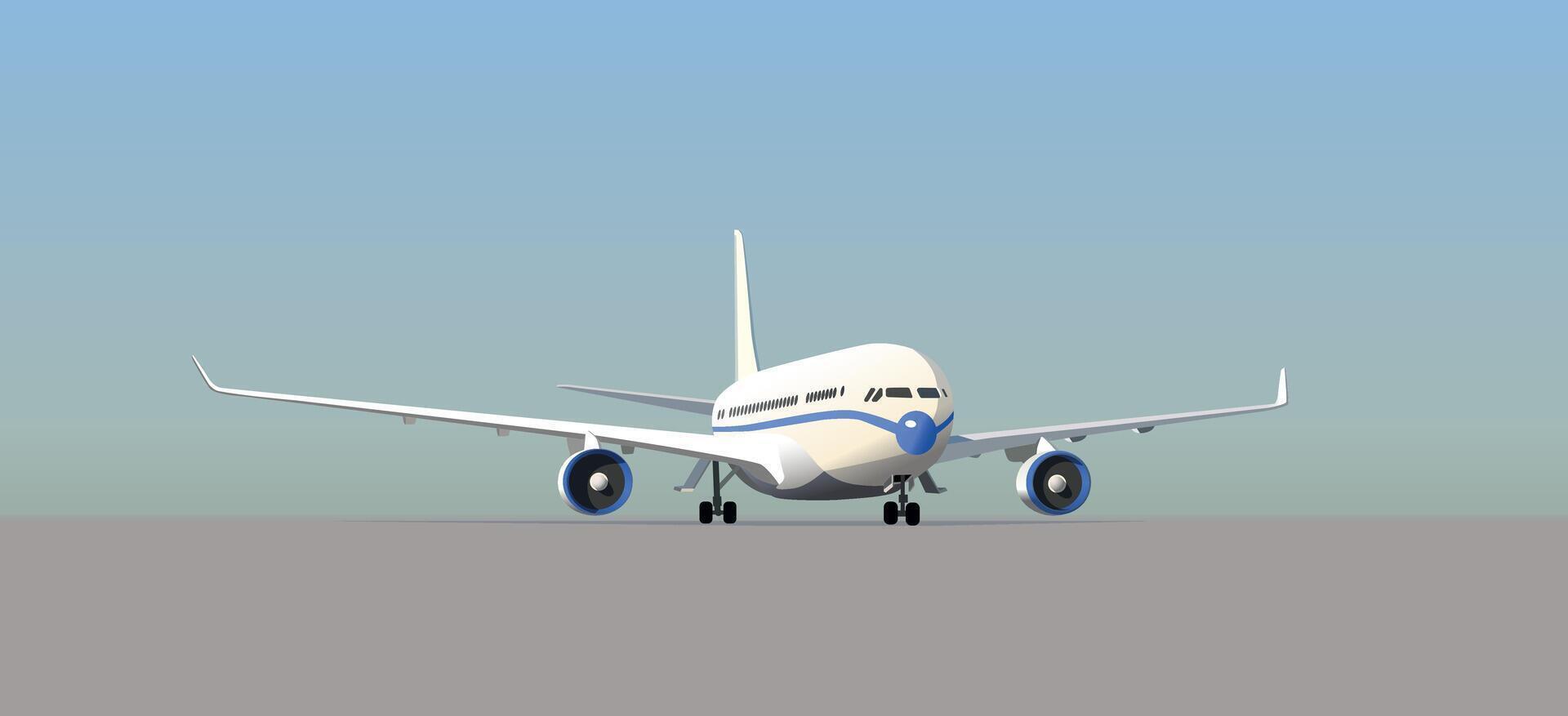 A passenger airliner stands on the runway. . vector