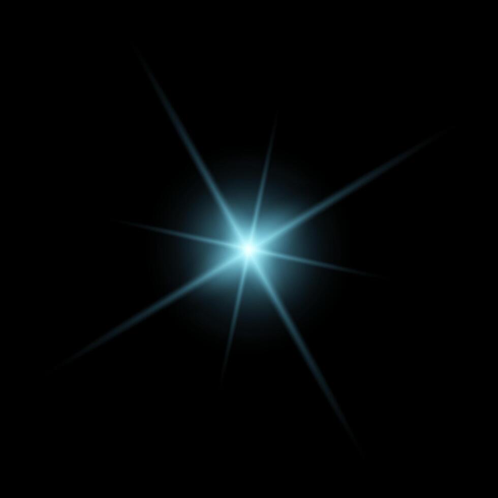 blue sparkle lights, flashing lights, light effects, sunlight lens flare, glowing ray beams, sparkling starsicon on black background. vector