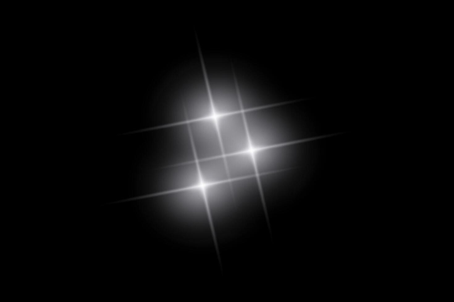 White sparkle lights, flashing lights, light effects, sunlight lens flare, glowing ray beams, sparkling starsicon on black background. vector