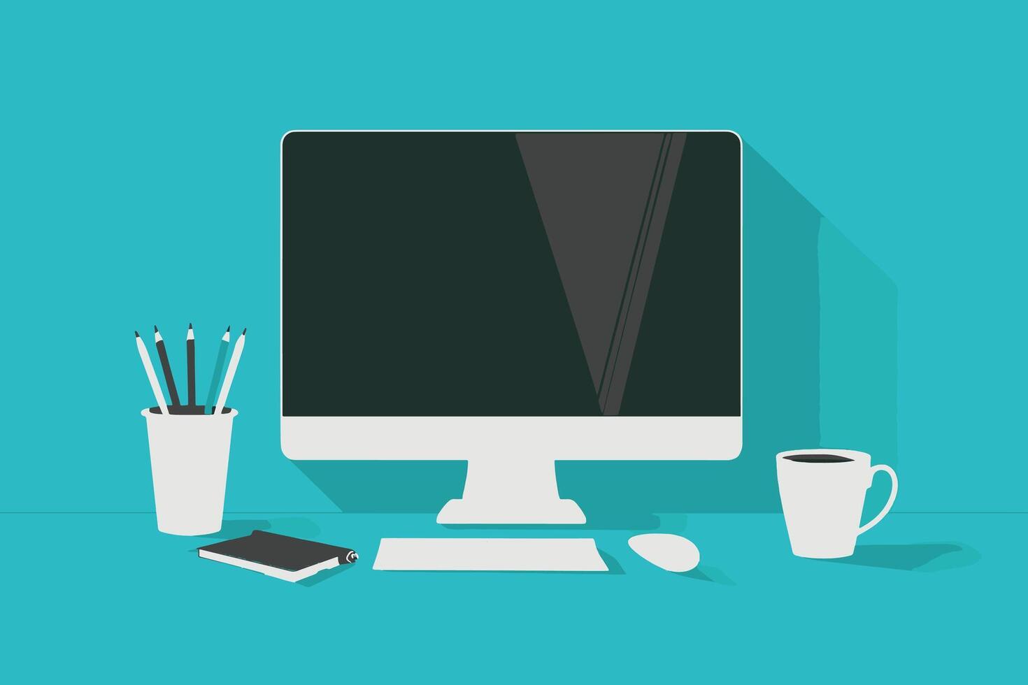 A computer on the desk vector