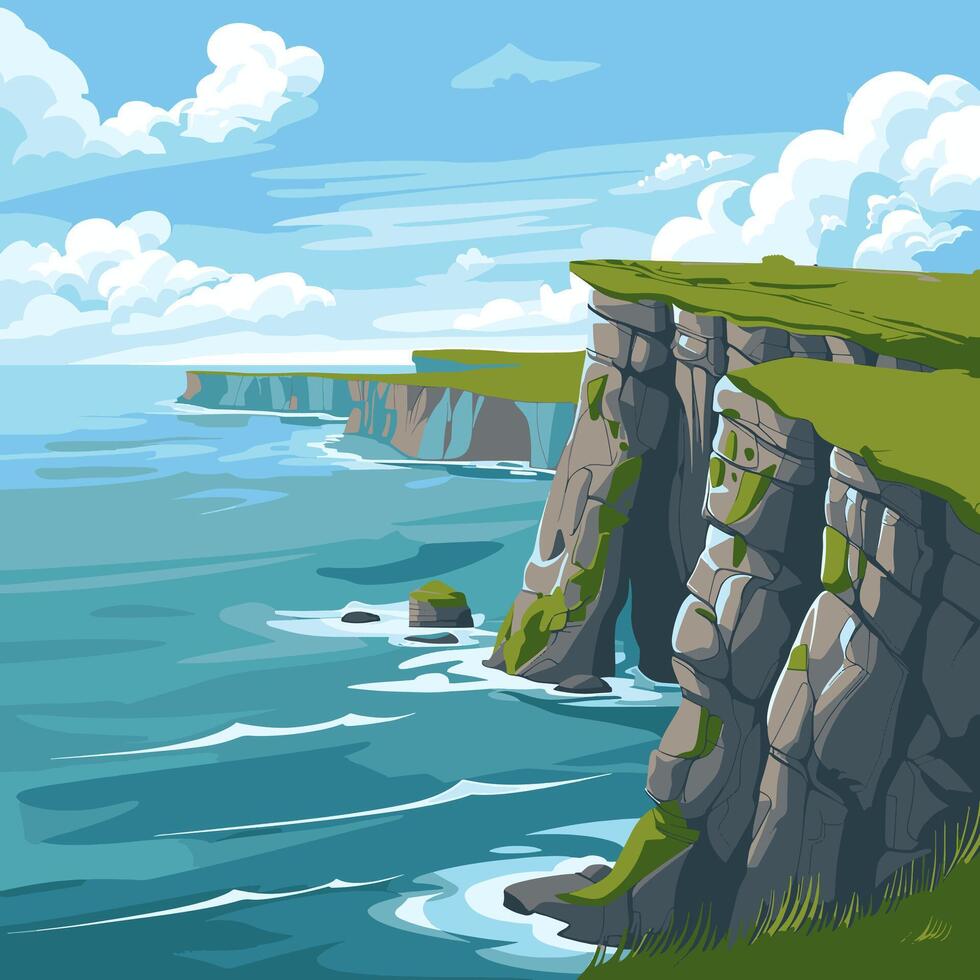 A cartoon illustration of the cliffs of moher vector