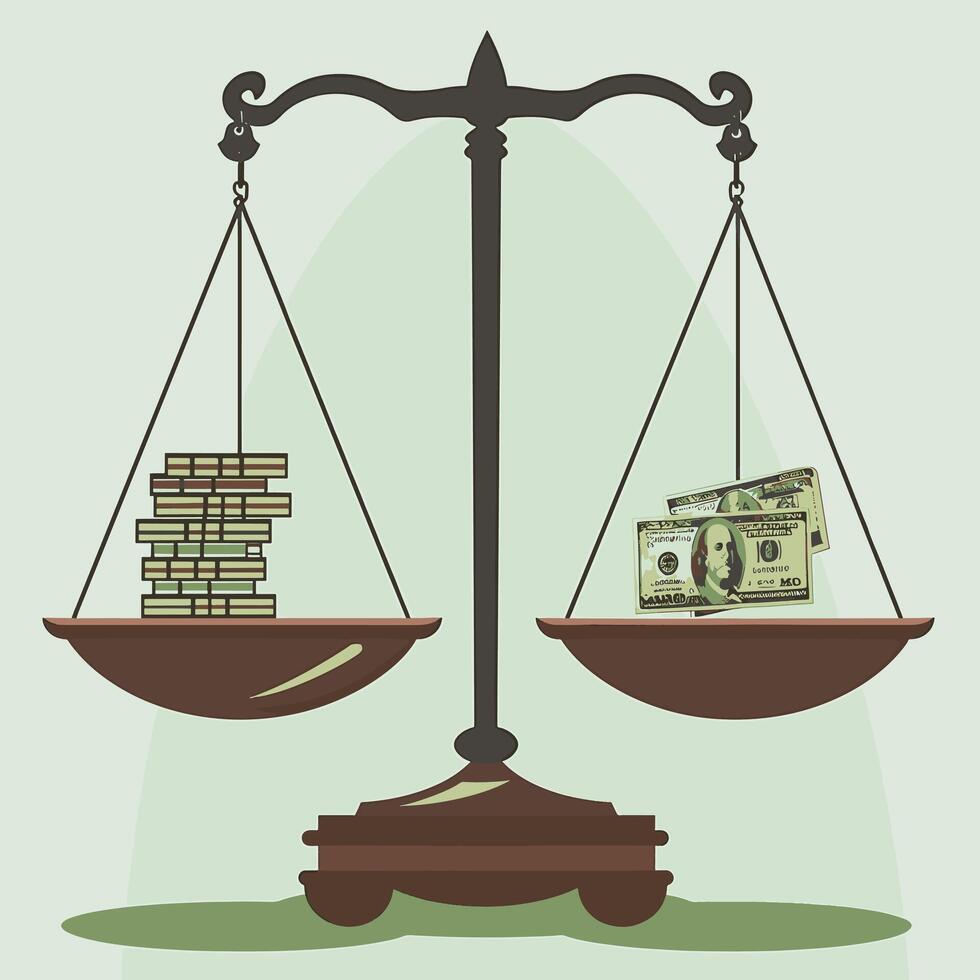 Scales with money and debt vector