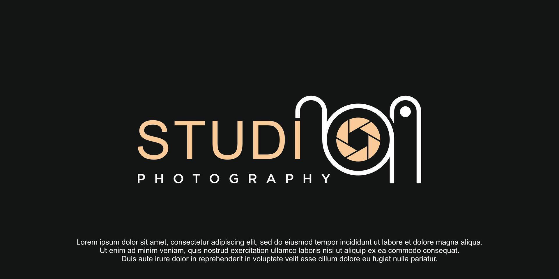 Studio photography icon logo design with creative concept Premium vector