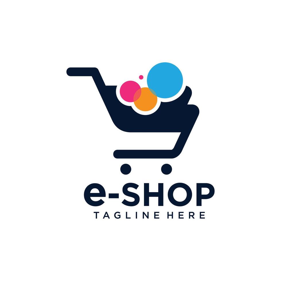 Shopping icon logo design with trolley creative unique concept Premium vector