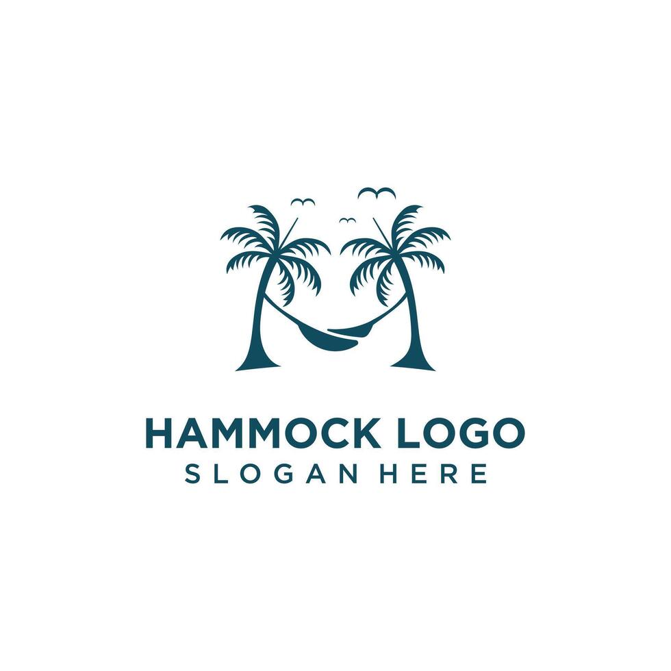 Hammock plam beach icon logo design with creative concept Premium vector