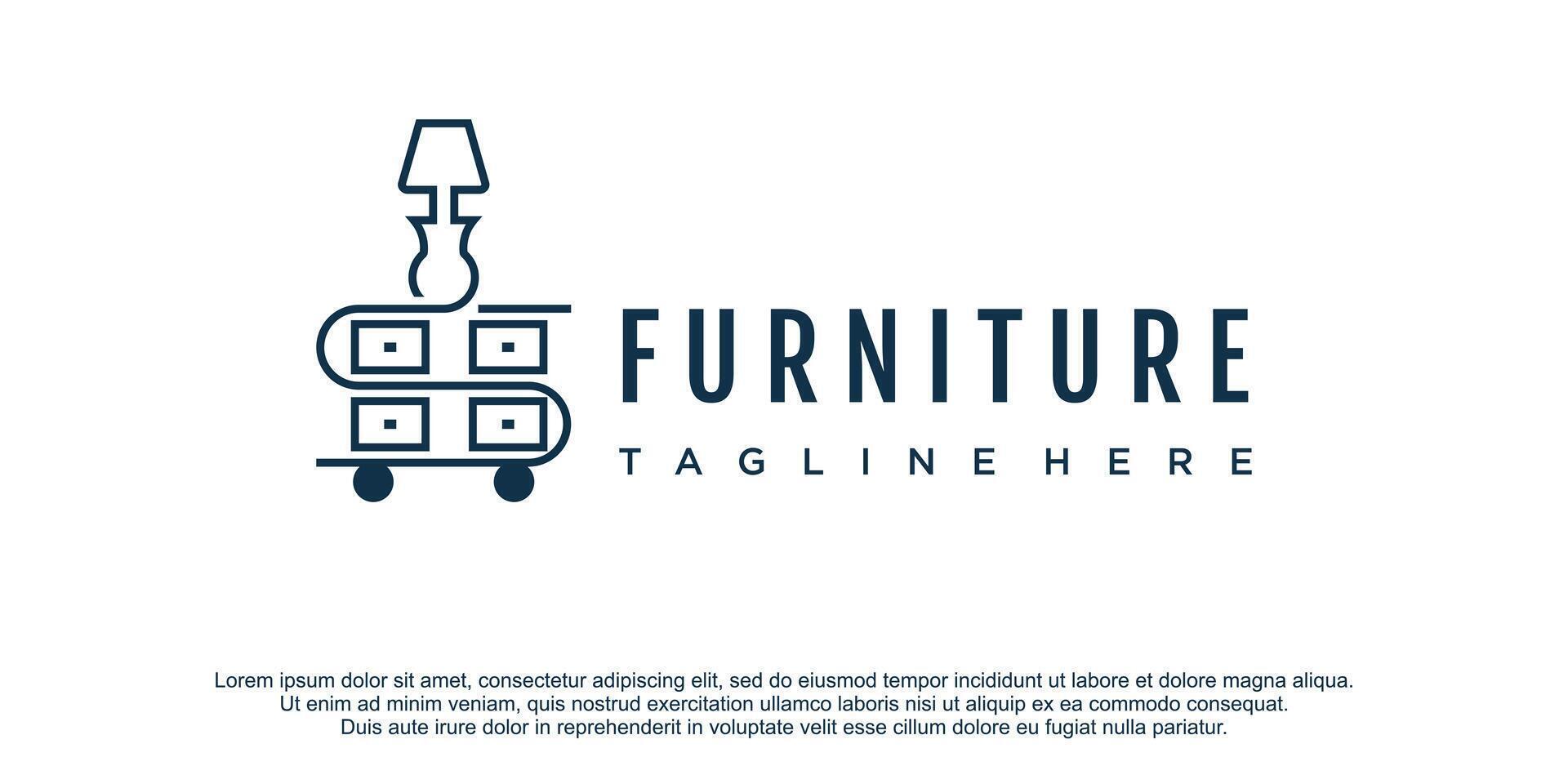Furniture logo design with creative unique concept Premium vector