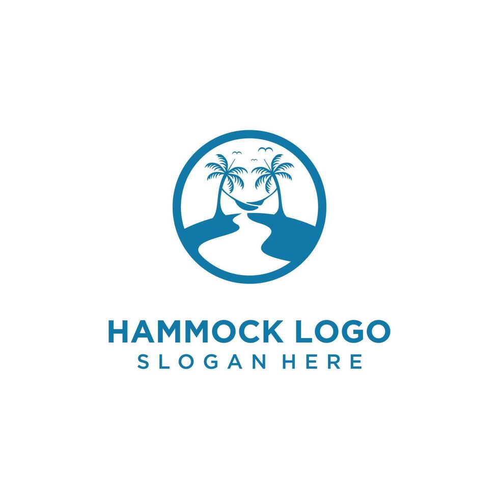 Hammock plam beach icon logo design with creative concept Premium vector