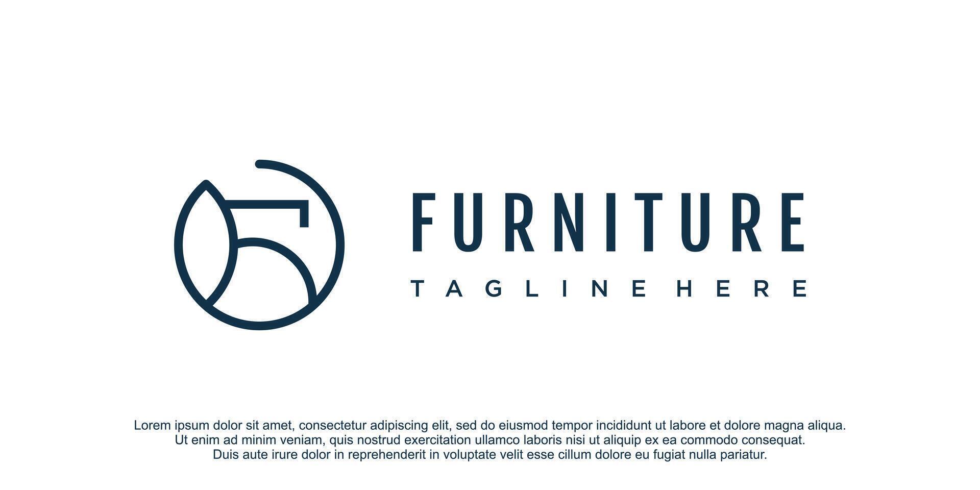 Furniture icon logo design with creative unique concept Premium vector