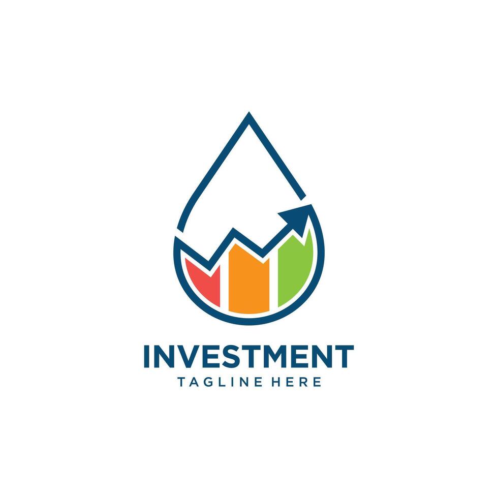 Investment icon logo design with water drop creative concept Premium vector