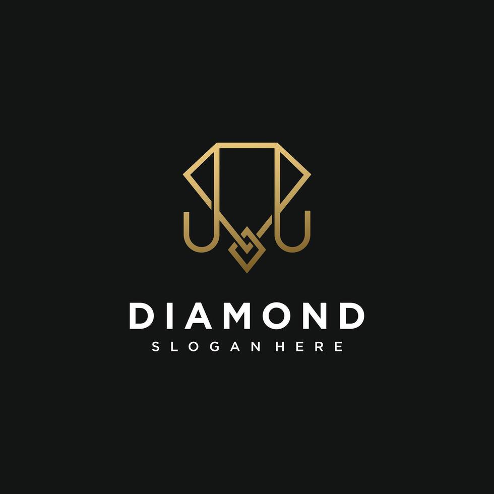 Diamond icon logo design with elephant creative concept Premium vector