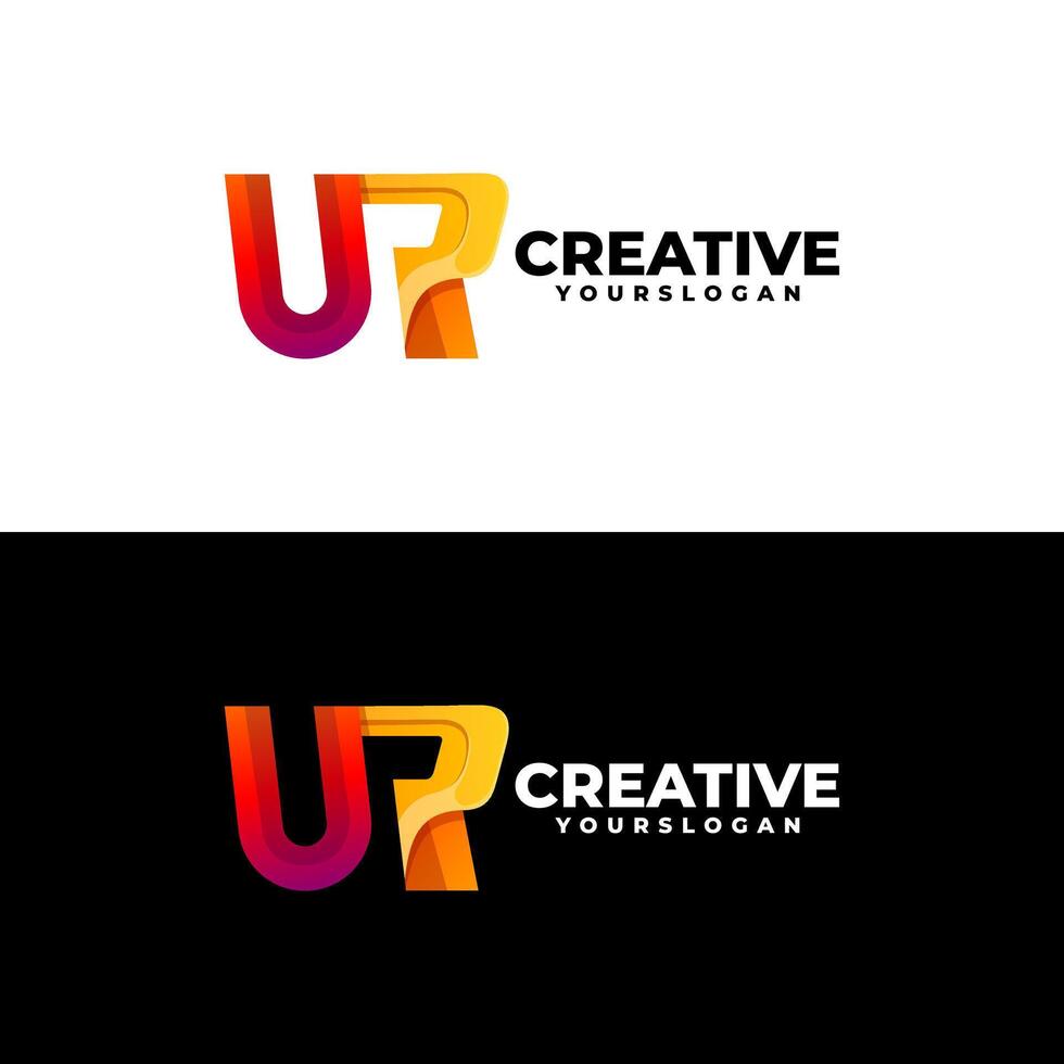 abstract letter u and r icon gradient logo design vector