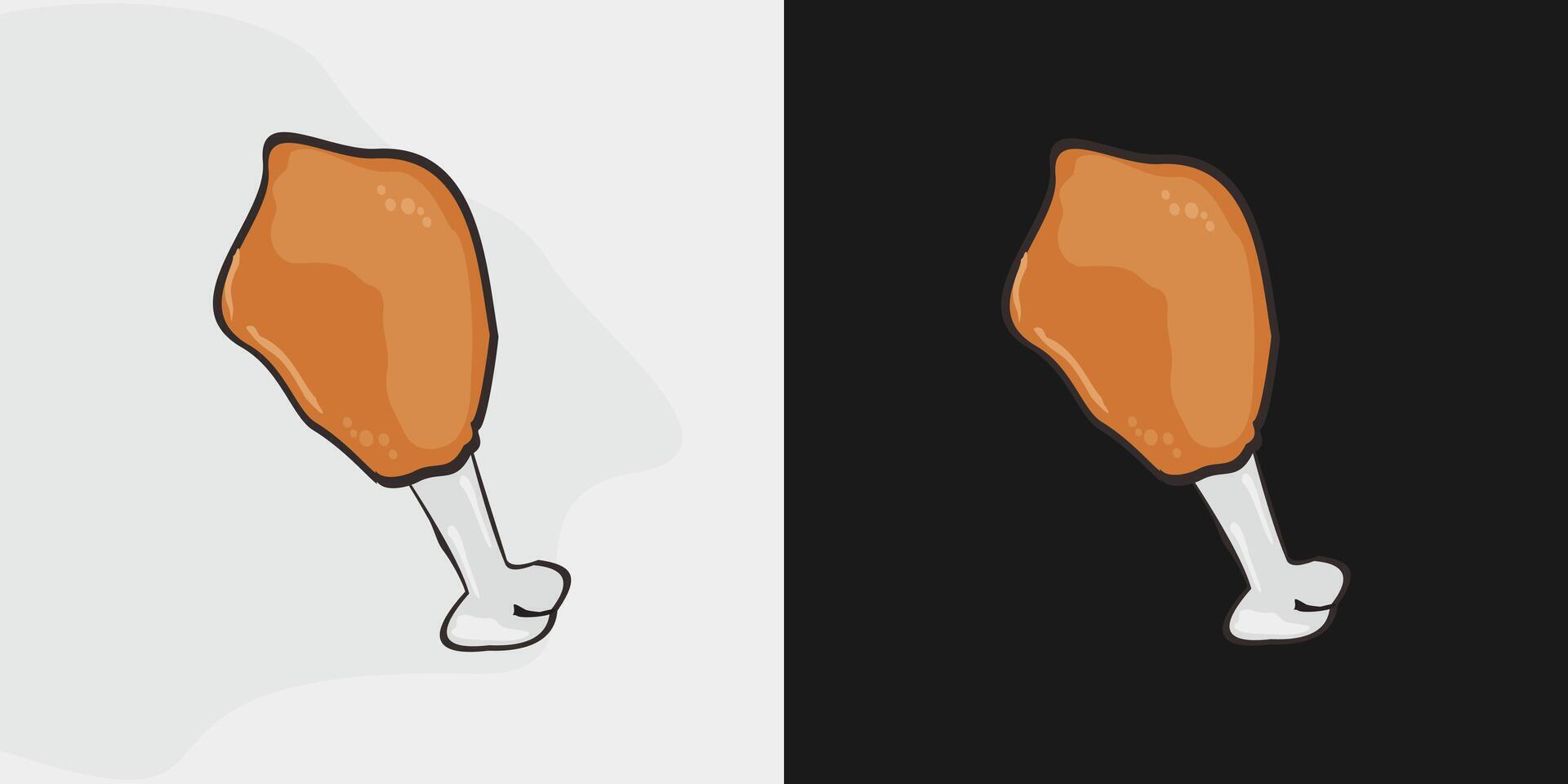 Drumstick chicken brown background food cartoon graphic illustration isolated vector