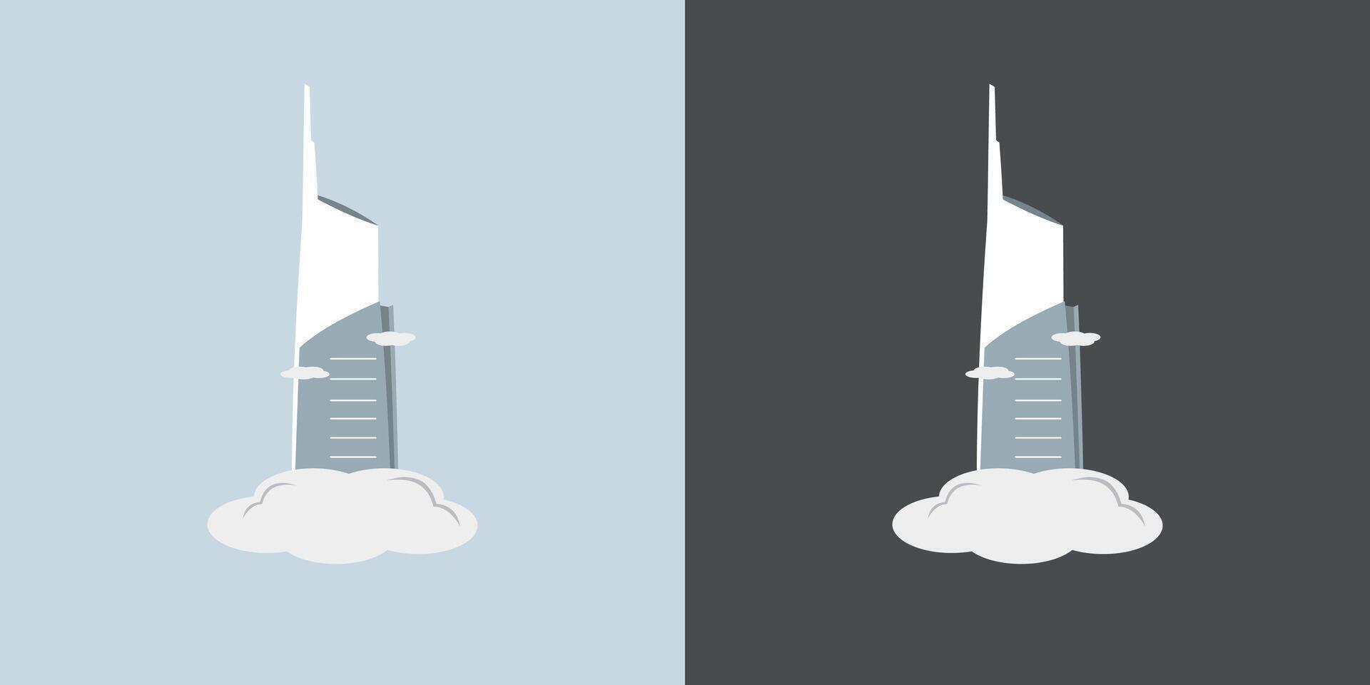 Burj khalifa tower icon background flat cartoon dubai building graphic vector