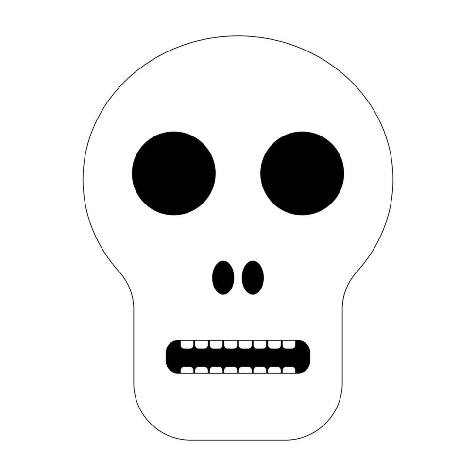 Simple Halloween skull illustration designed as a coloring page for kids and adults, perfect for spooky-themed projects or activities. vector