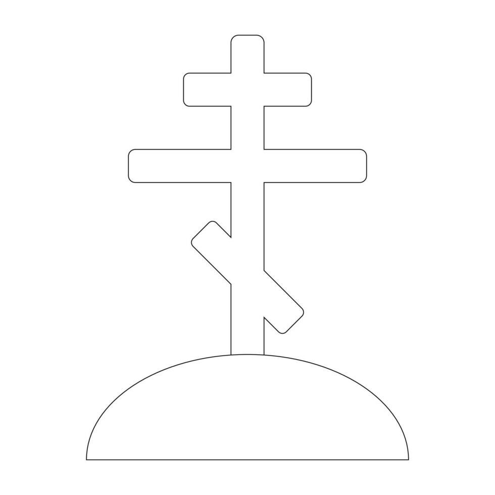 A simple Halloween-themed coloring page featuring a cross on a grave. Perfect for spooky kids activities and Halloween decor. vector
