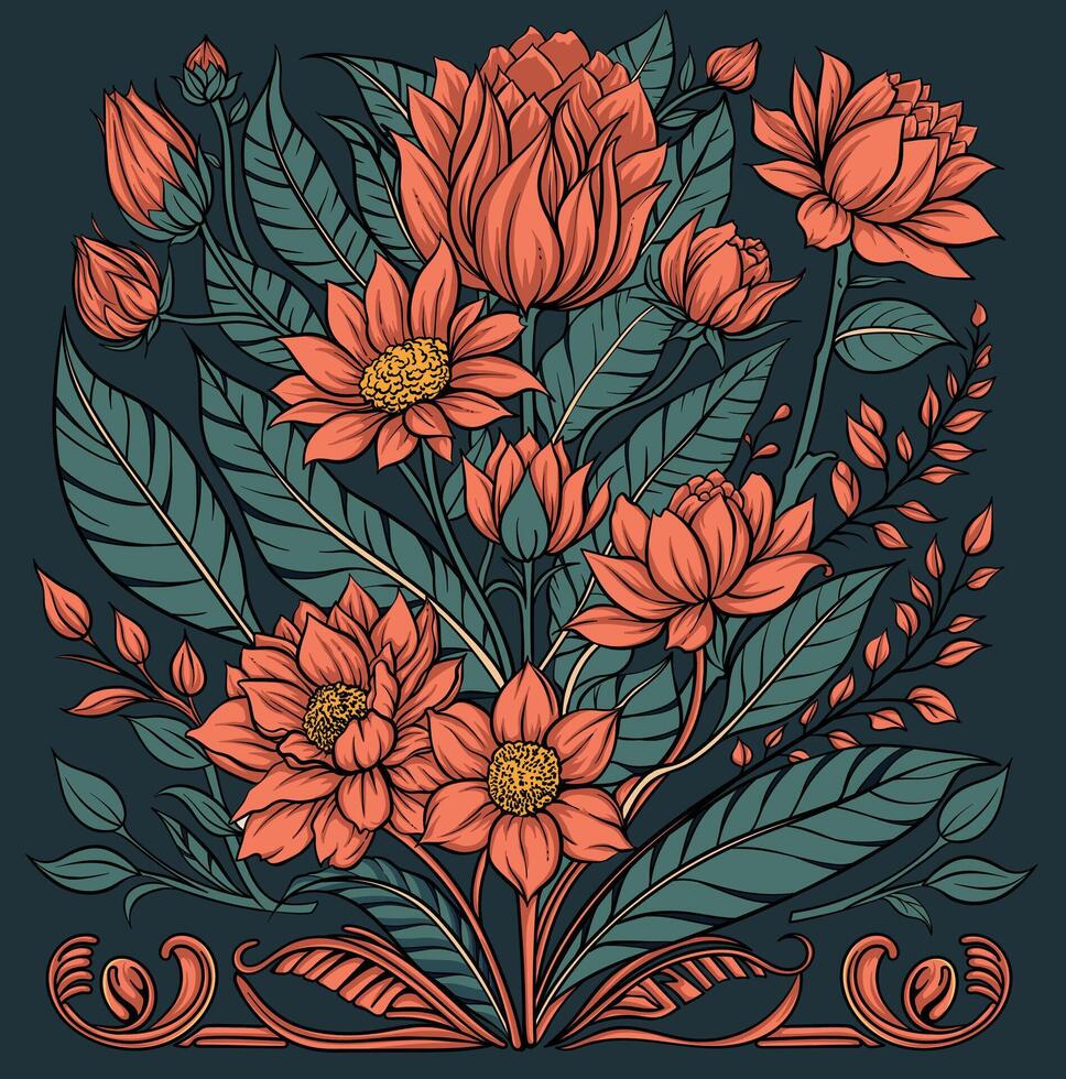 creative vintage floral frame pattern vector