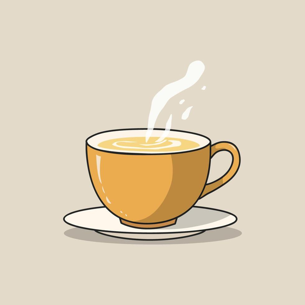 A Minimalistic Illustration of a Steaming Cup of Ginger Tea vector