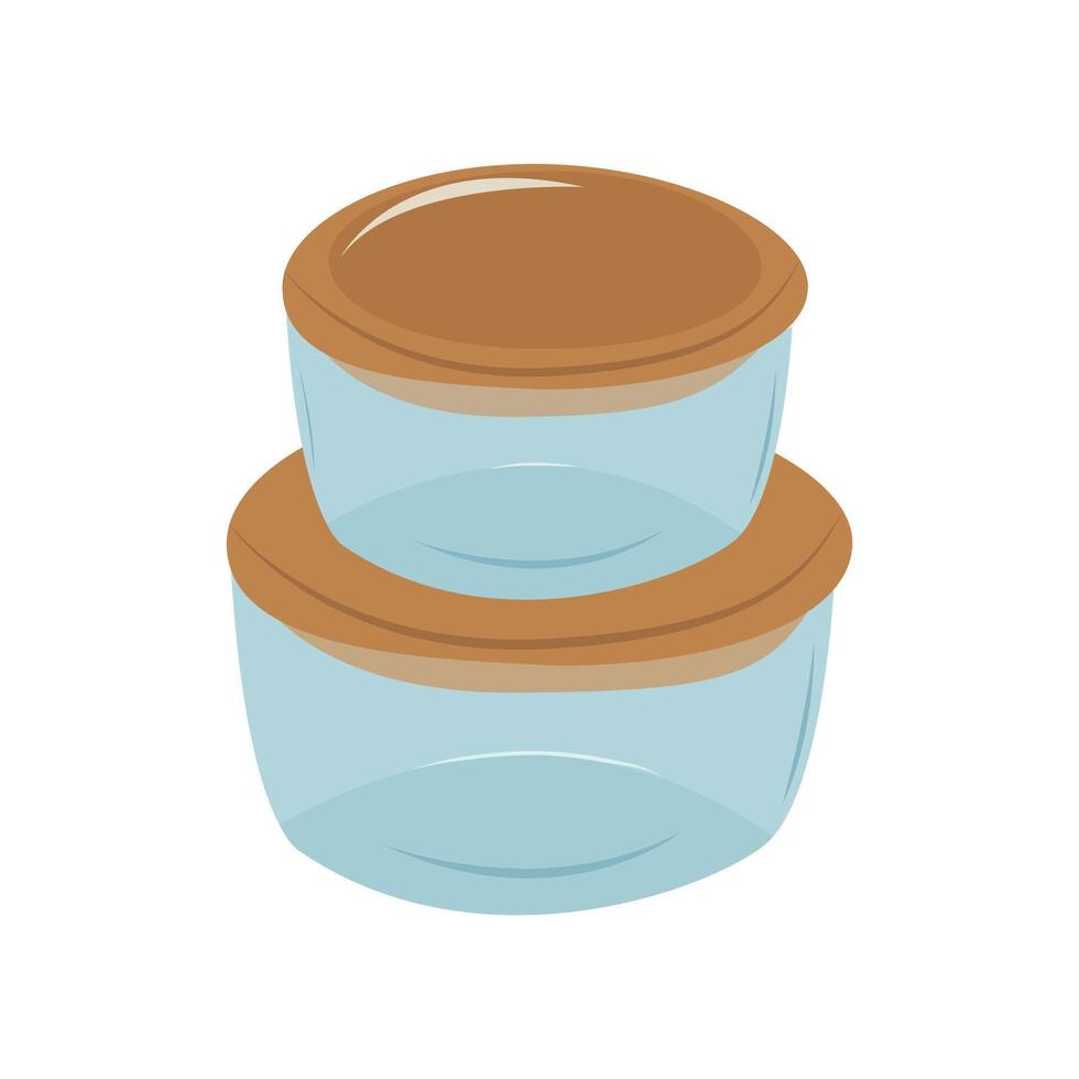 Food containers. Ecological concept. Isolated illustration for card, postcard, cover. EPS 10 vector