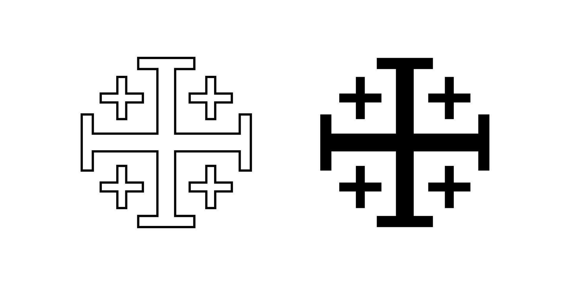 Jerusalem cross set isolated on white background vector