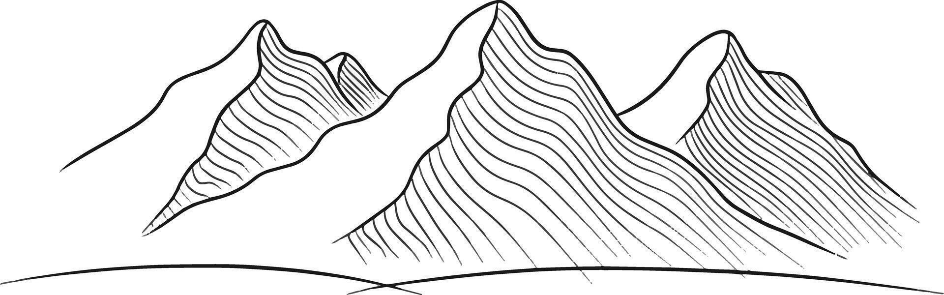 Hand drawn sketch of mountain landscape contouring vector