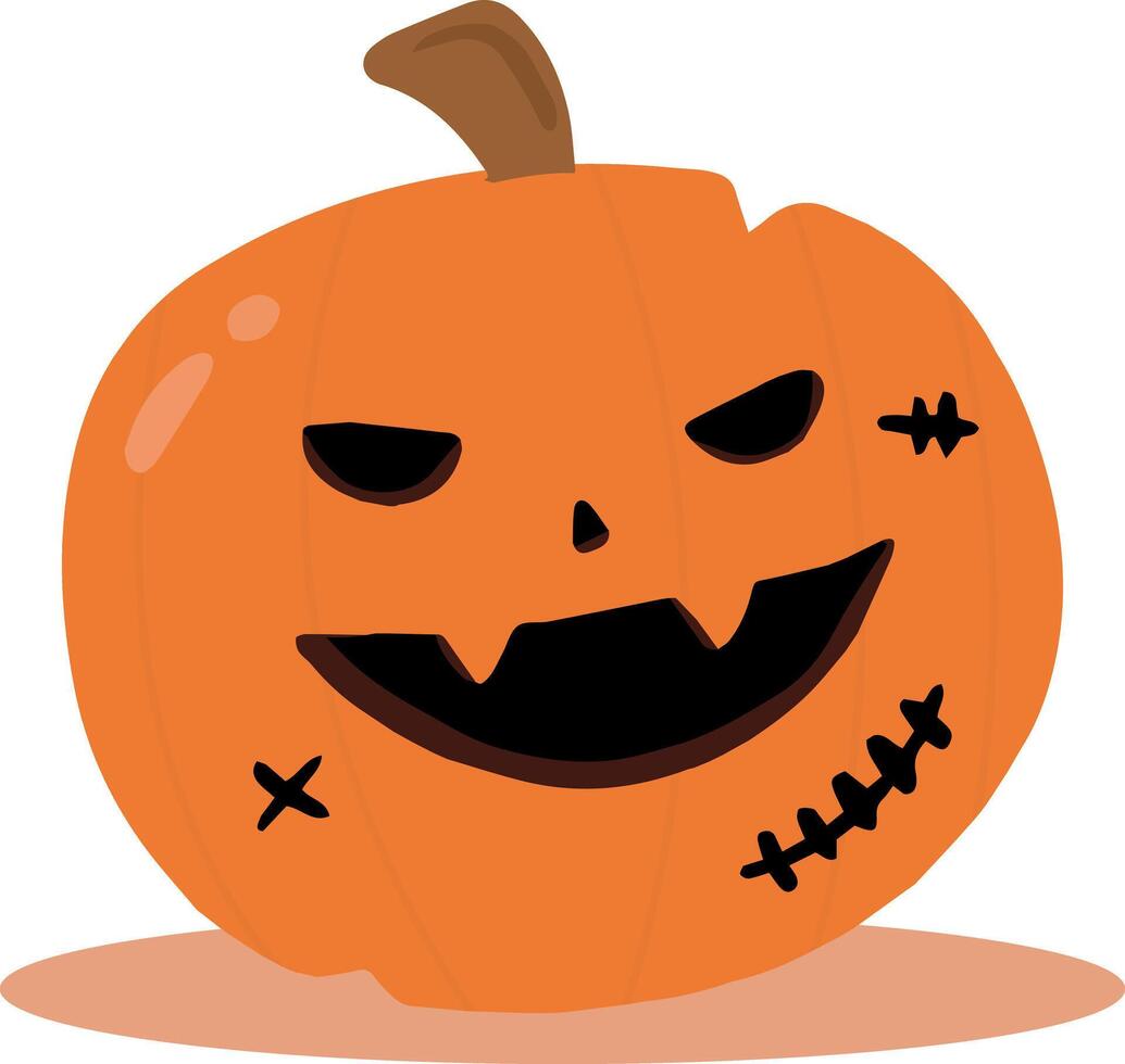 Halloween Pumpkin. Cute and scary halloween pumpkin monster set. Holidays cartoon character in flat style collection. vector