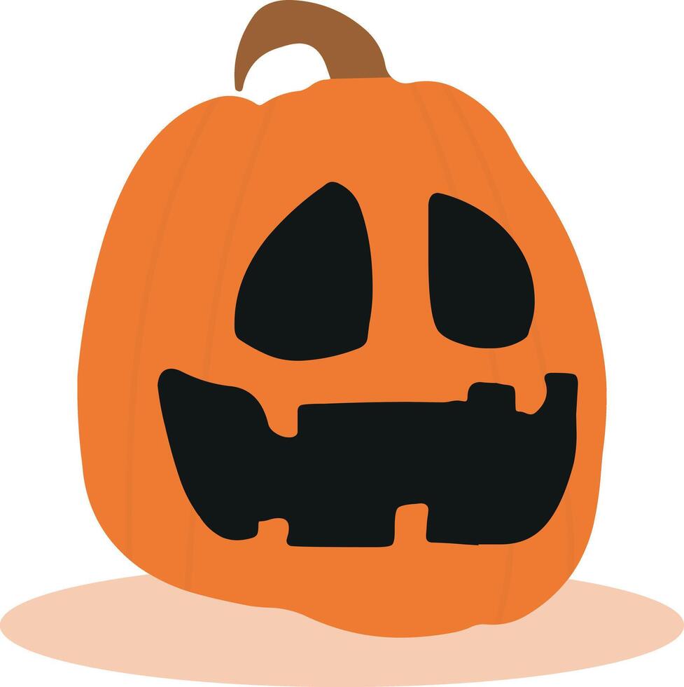 Cute and scary halloween pumpkin monster set. Holidays cartoon character in flat style collection. vector