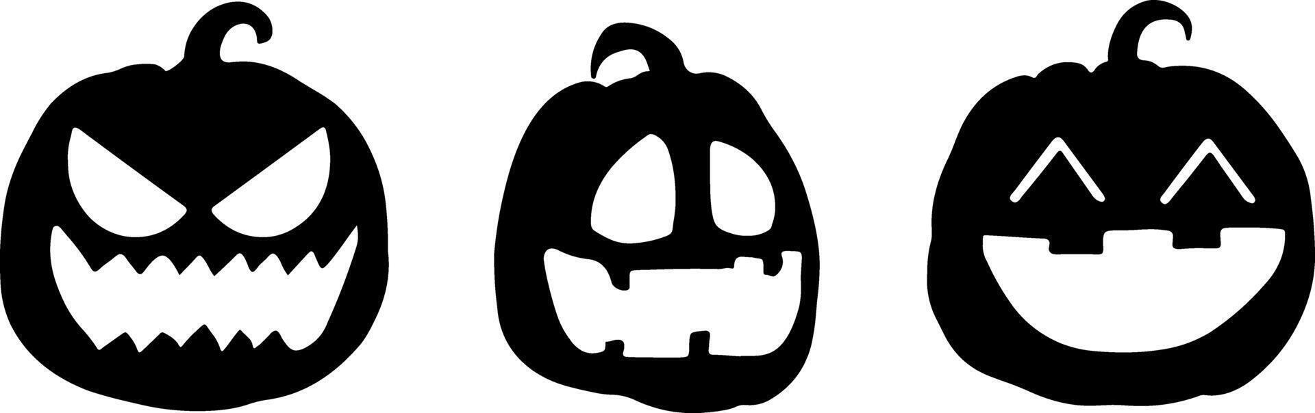 Pumpkin head set. Collection of Cute and scary halloween pumpkin monster set. vector