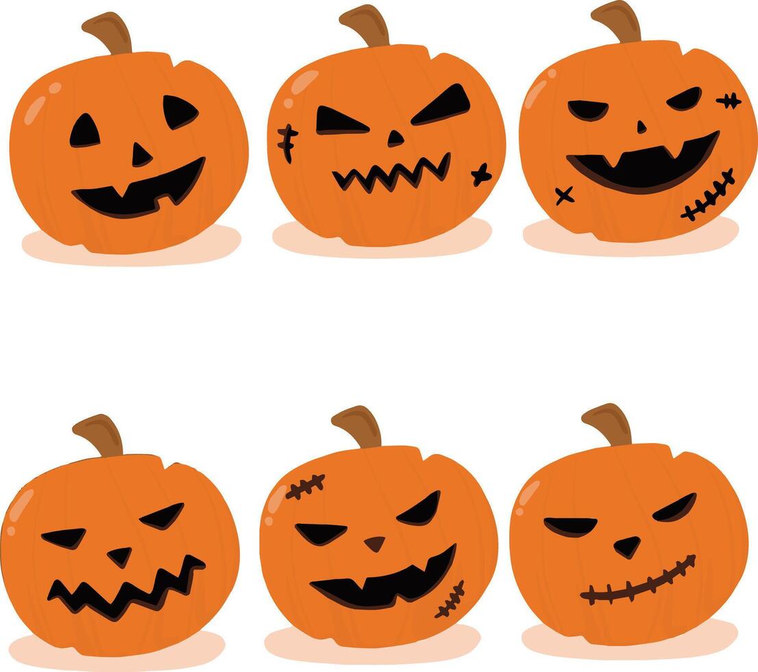 A set of Halloween pumpkin on white background. vector