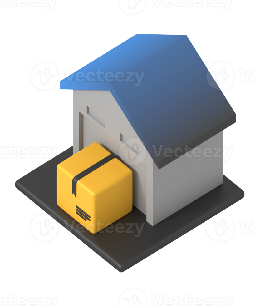 Warehouse delivery box isometric style png