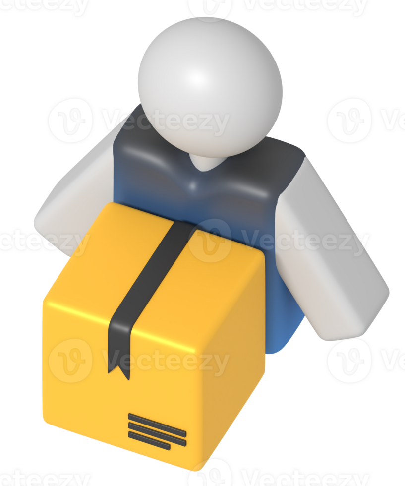Delivery man courier isometric style png