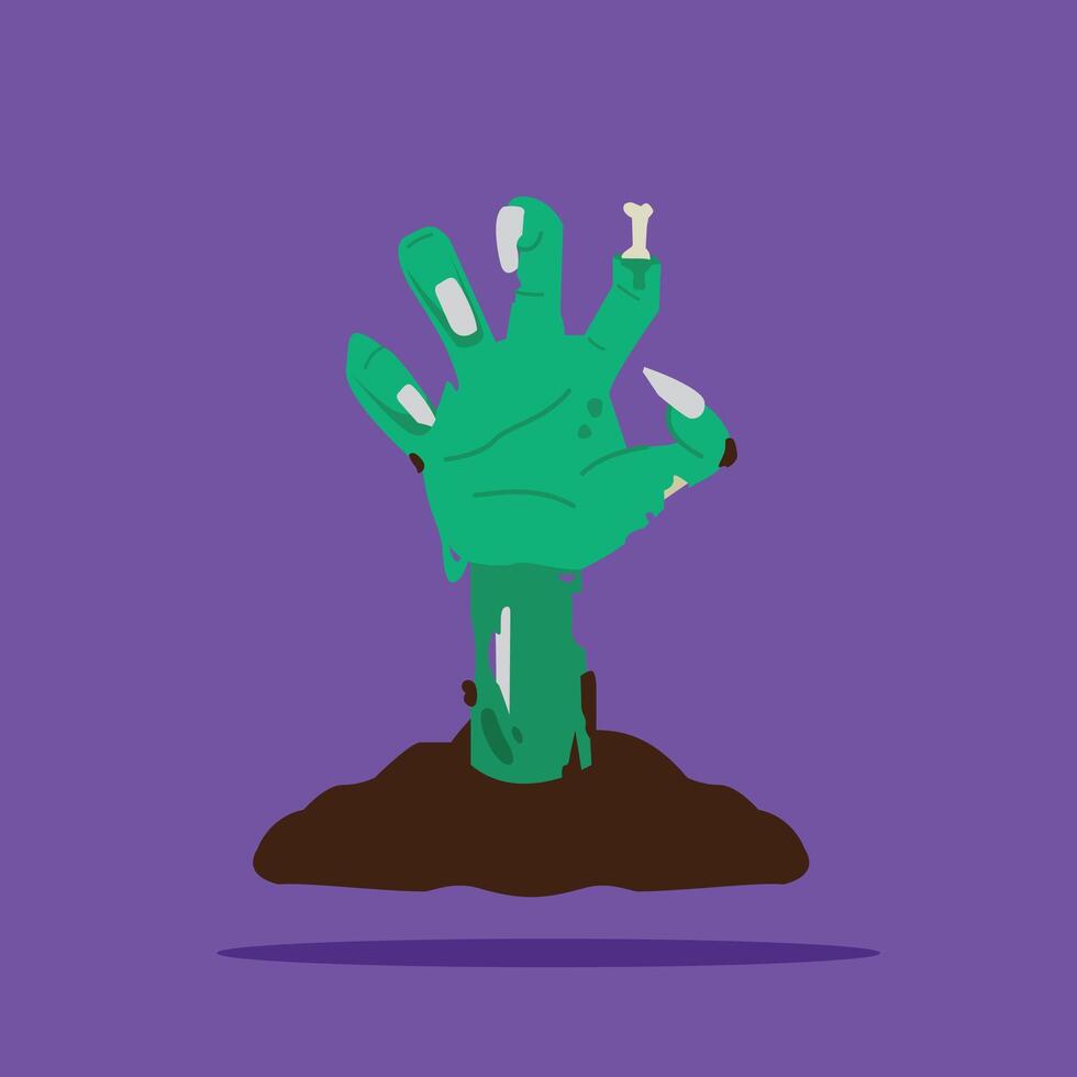 zombie hand coming out of the ground. A spooky Halloween decoration perfect for posters and web vector