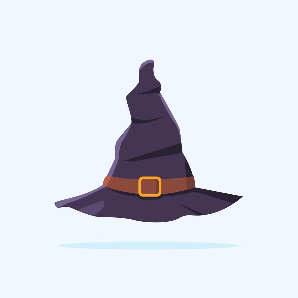 Halloween witch hat illustration isolated. Witch hat with buckle on white background. Design element for Halloween. vector