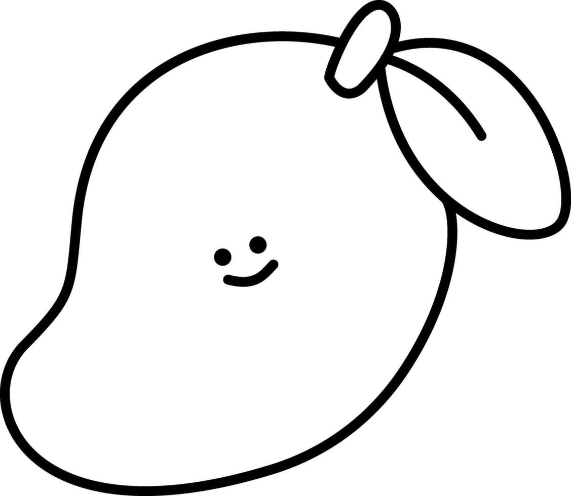a cute mango doodle hand drawn outline image vector